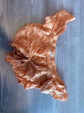 Orange Ruffled Off-Shoulder Crop Top